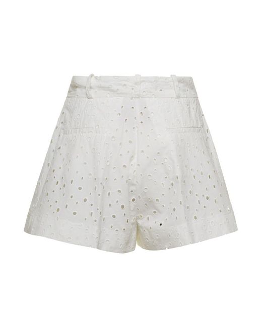 Semicouture White Broderie Anglaise Shorts