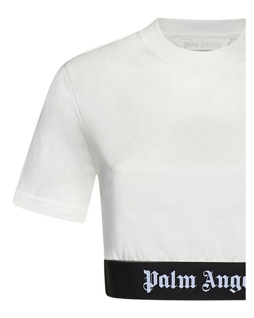 Palm Angels White Logo Tape Crop T-Shirt