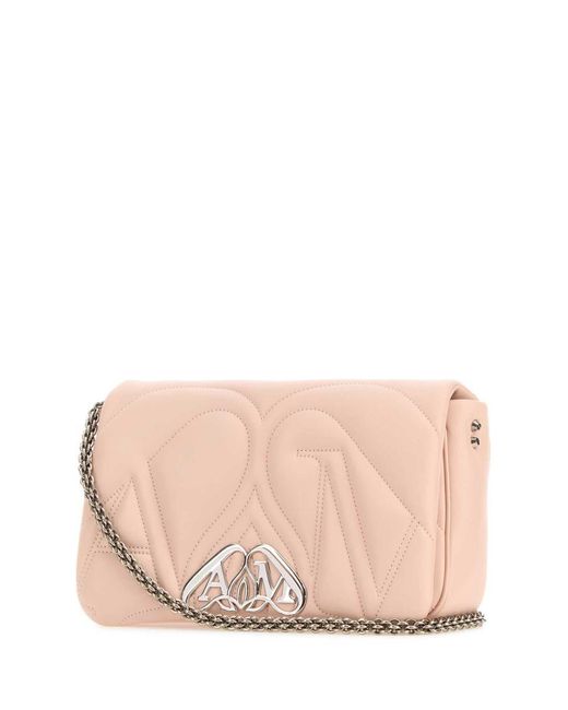 Alexander McQueen Pink Leather Small Seal Shoulder Bag