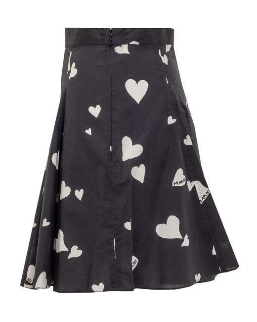 Marni Black Bunch Of Hearts Miniskirt