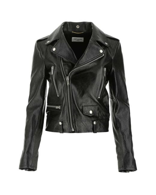 Saint Laurent Black Leather Biker Jacket