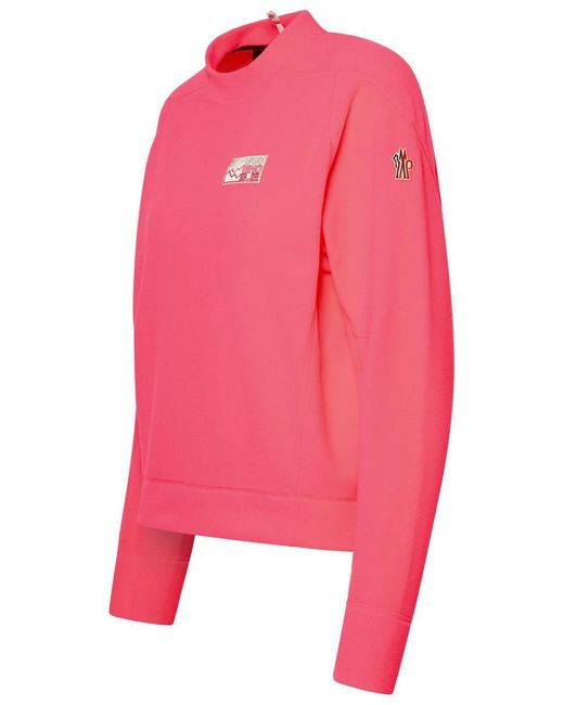 3 MONCLER GRENOBLE Pink Neon Fuchsia Micro Fleece Sweatshirt