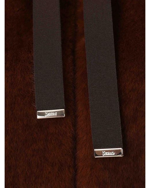 Herno Brown Short Coat Fur