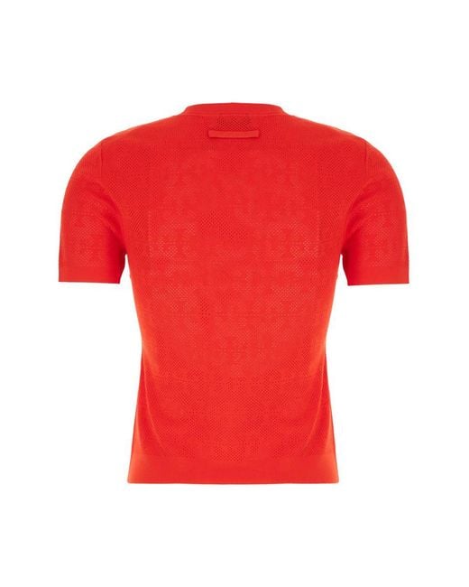 Tory Burch Red T-Monogram Viscose Blend Top