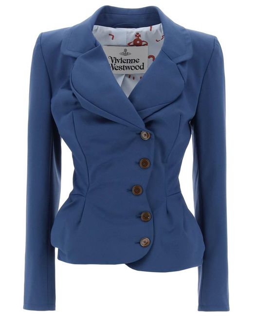 Vivienne Westwood Blue Drunken Tailored Draped Jacket