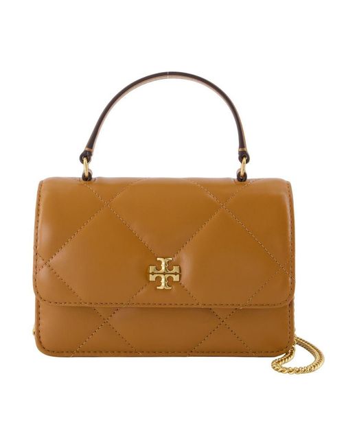 Tory Burch Women's Brown Kira Diamond Mini Top Handle Wallet On Chain