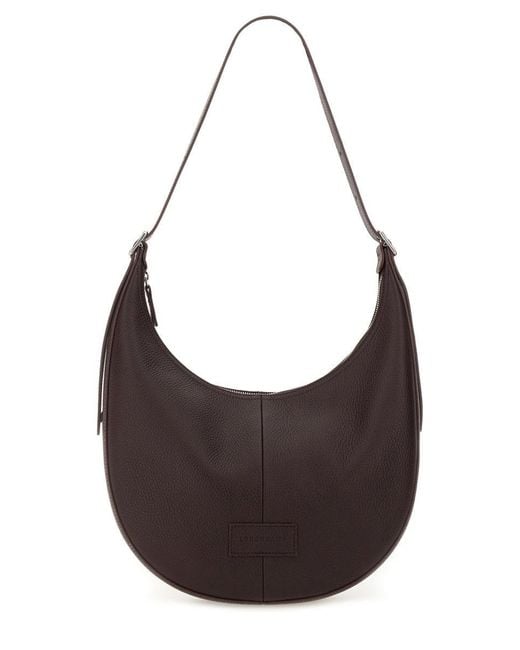 Longchamp Brown Fine-Grained Leather Shoulder Handbag