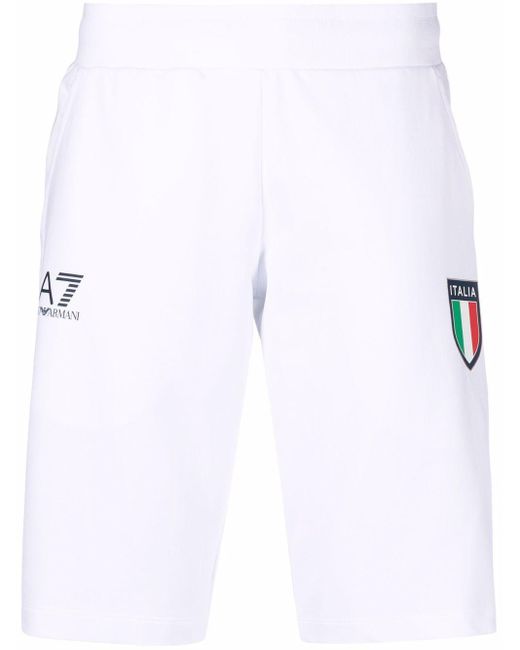 EA7 Cotton Shorts White | Lyst