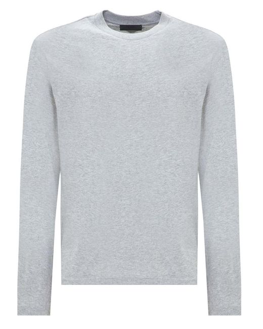 Prada Long-sleeved Jersey T-shirt in Gray for Men | Lyst