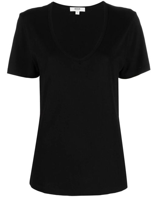 Agolde Black V-neck Cotton-blend T-shirt