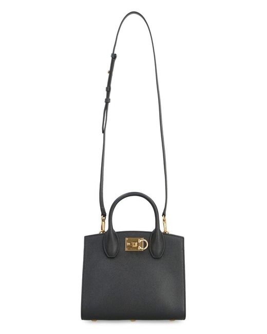 Ferragamo Black Studio Box Leather Mini Handbag