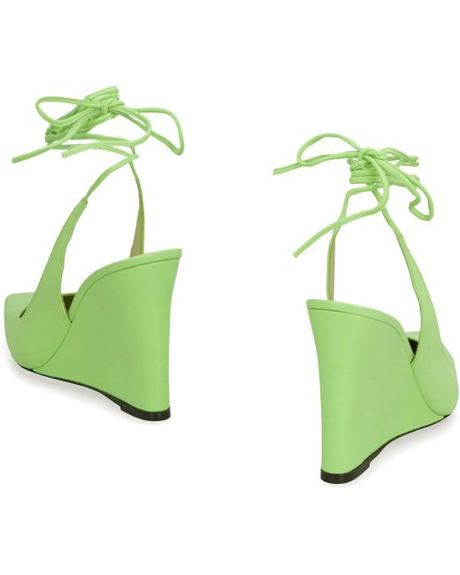By Far Green Vaughn Leather Pointy-toe Slingback