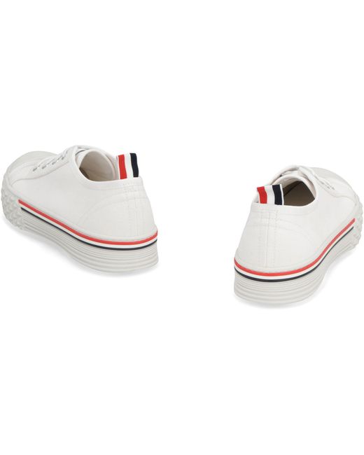 Thom Browne White Collegiate Canvas Low-top Sneakers for men