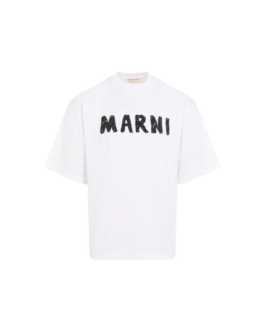 Marni White Logo Cotton T-Shirt for men