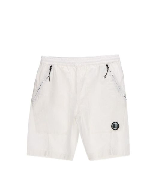 C P Company White Rip-stop Shorts for men