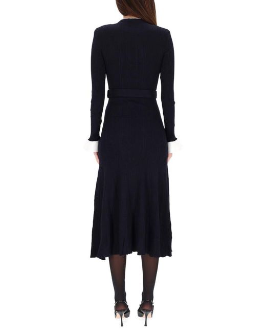 Self-Portrait Blue Midi Dress With Belt