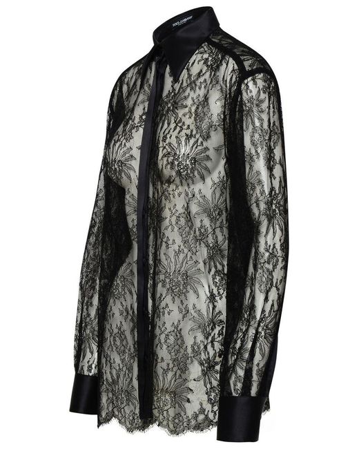Dolce & Gabbana Black Chantilly Lace Shirt