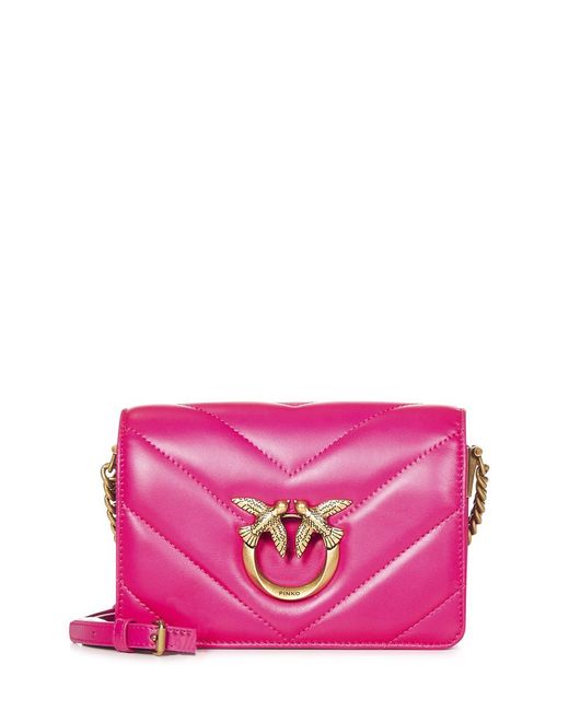 Pinko Pink Mini Love Bag Click Big Chevron Shoulder Bag