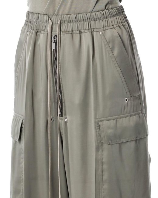 Rick Owens Green Cargo Pants With Exposed Zipper