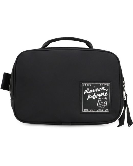 Maison Kitsuné Black The Traveller Nylon Belt Bag for men