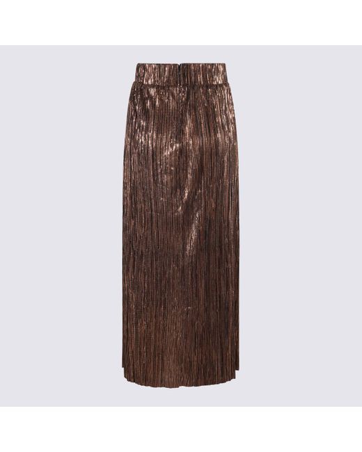 Sabina Musayev Brown Lame Long Skirt
