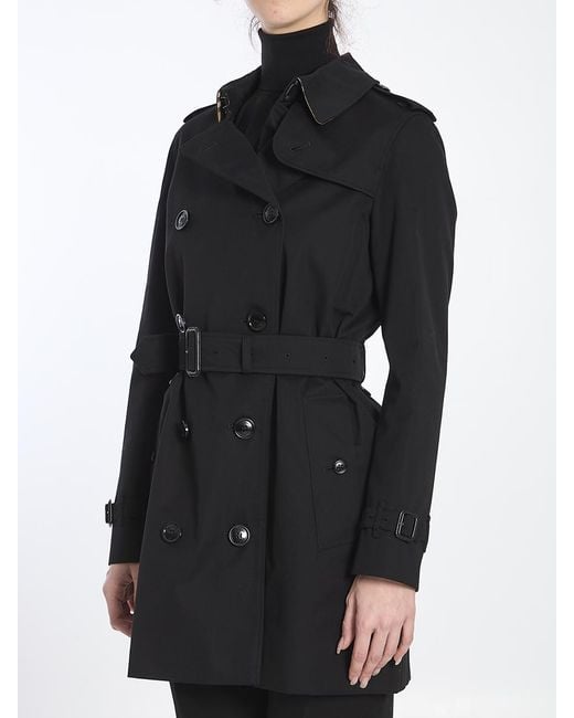 Burberry Black Short Kensington Heritage Trench Coat