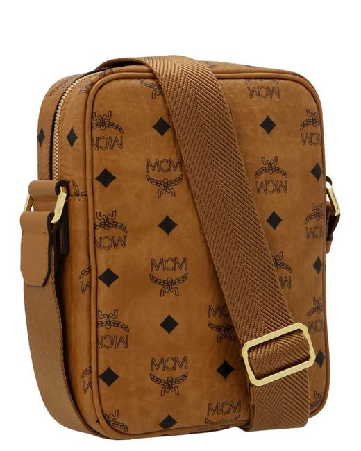 MCM KL Mini Visetos Monogram Canvas Crossbody Bag Cognac