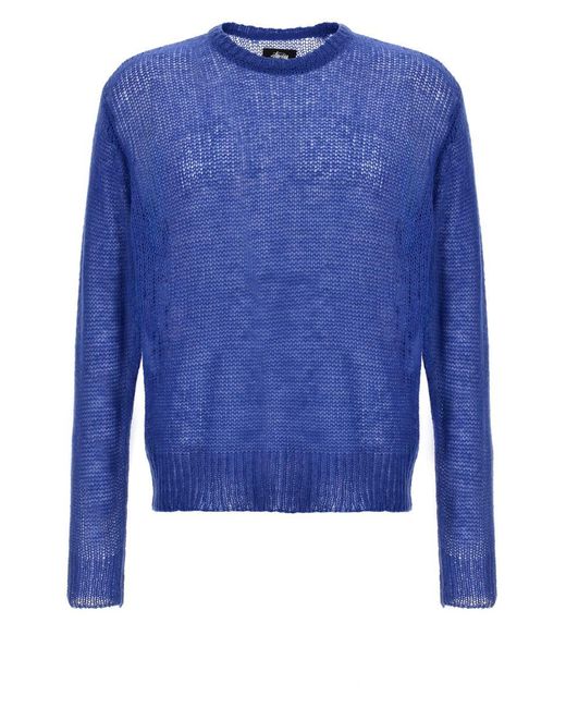 Stussy Blue Loose Sweater for men
