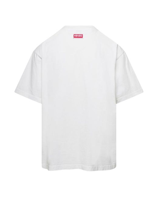 KENZO White Oversize T-Shirt With Printed Logo for men