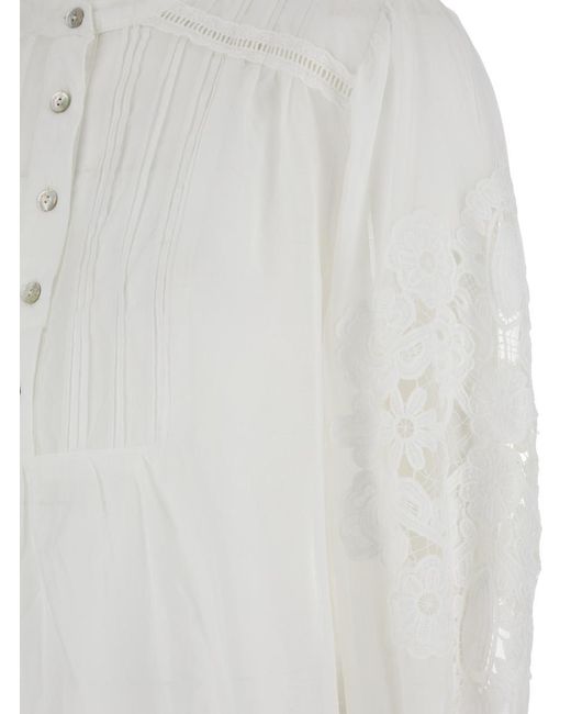 Farm Rio White Blouse With Flared Sleeves