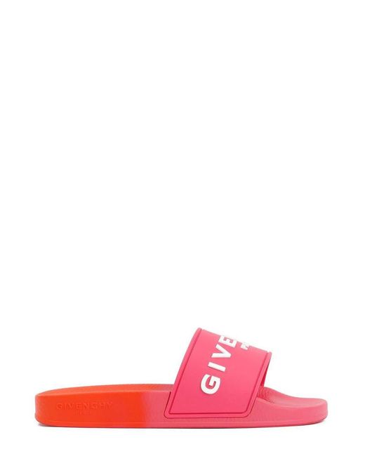 Givenchy Pink Logo-debossed Moulded-footbed Slides