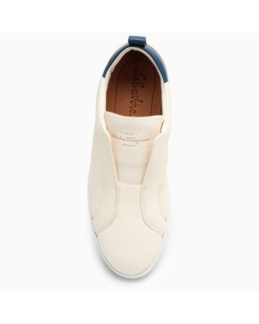 Ferragamo White Garda Leather Low-top Slip-on Sneakers for men