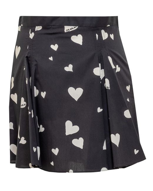 Marni Black Bunch Of Hearts Miniskirt