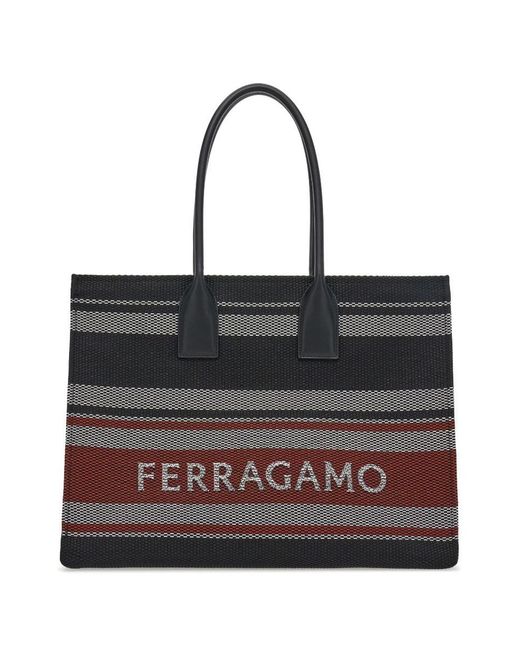 Ferragamo Black Logo Large Tote Bag