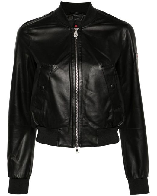 Peuterey Black Choisya Leather Bomber Jacket
