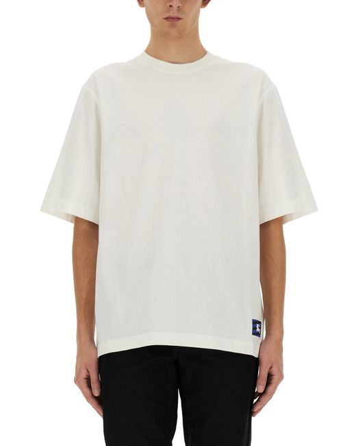 Burberry White T-Shir With Ekd Patch for men