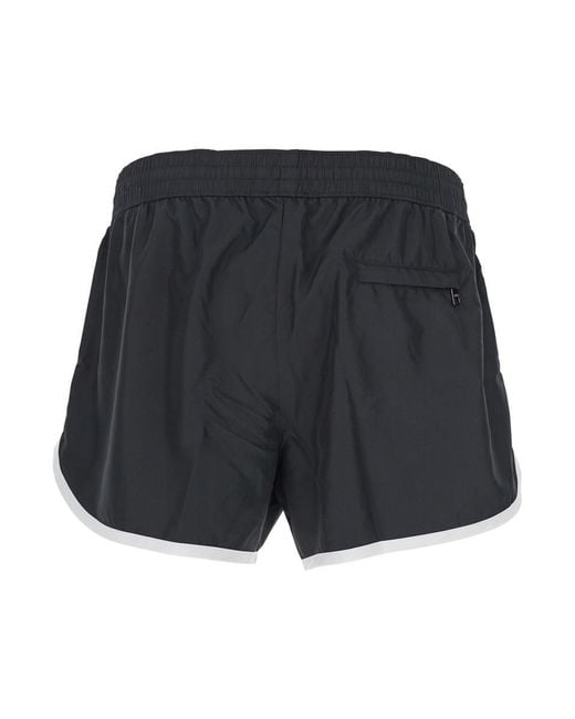 Dolce & Gabbana Gray Swimsuit With Logo Plate On The Front for men
