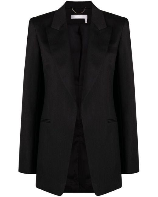 Chloé Black Single-breasted Silk Blend Wool Jacket
