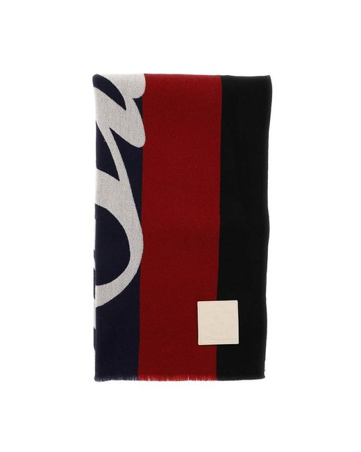 Bally Red Jacquard Wool Scarf for men