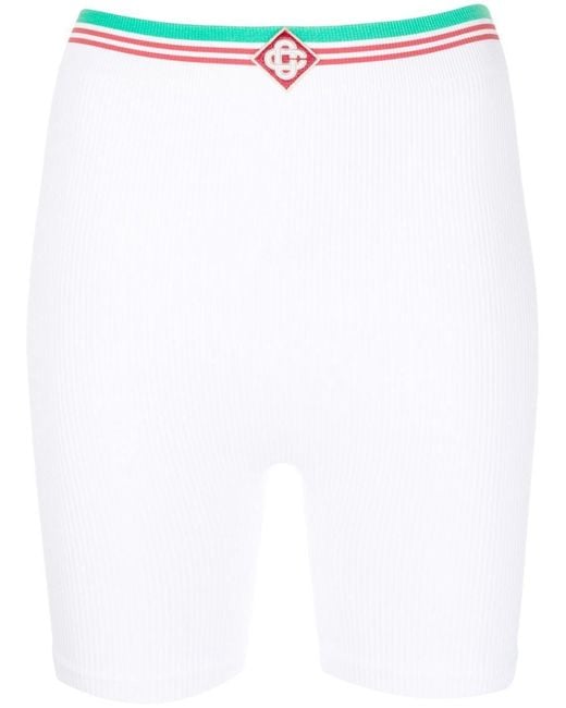 CASABLANCA White Ribbed Knee-length Shorts