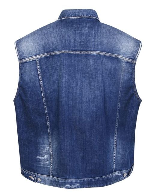 DSquared² Blue Denim Vest By ; Features An Over Fit And A Casual,  Alternative Design | Lyst