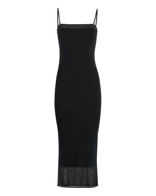 Calvin Klein Black Ribbed Knit Midi Dress