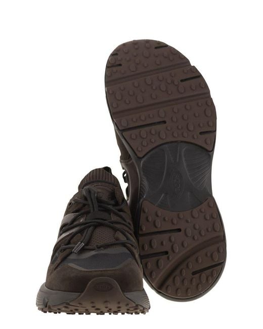 Tod's Black Leather And Technical Fabric Sneakers for men