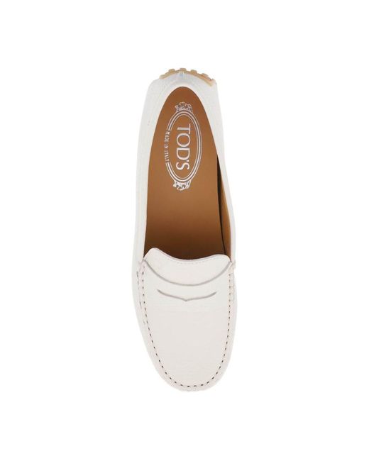 Tod's White City Gommino Leather Loafers