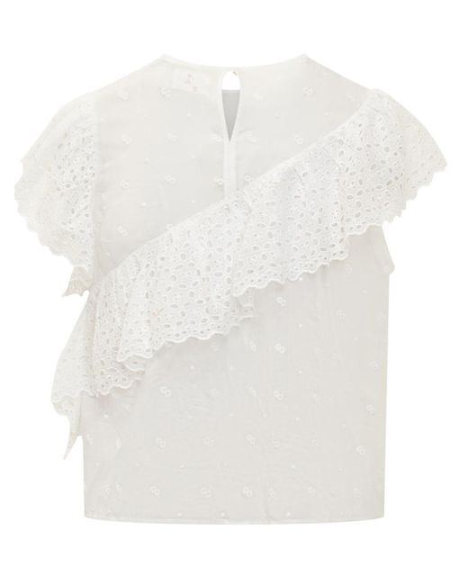 Isabel Marant White Cotton Top With Ruffles