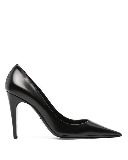 Prada Black 100mm Leather Pointed Pumps