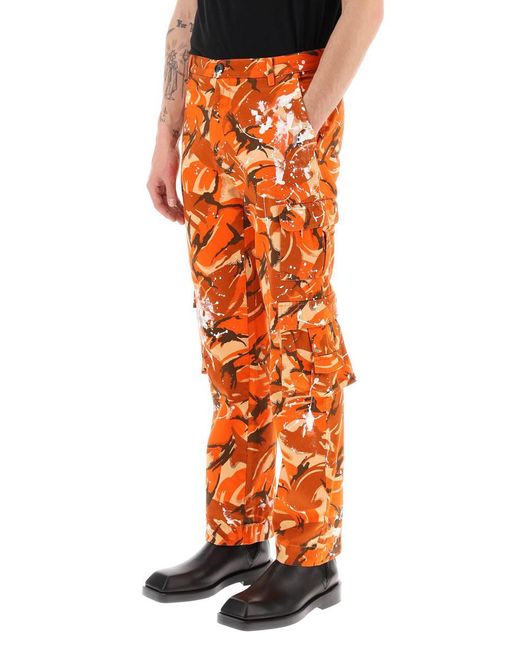 Martine Rose Orange Camouflage Cargo Pants for men