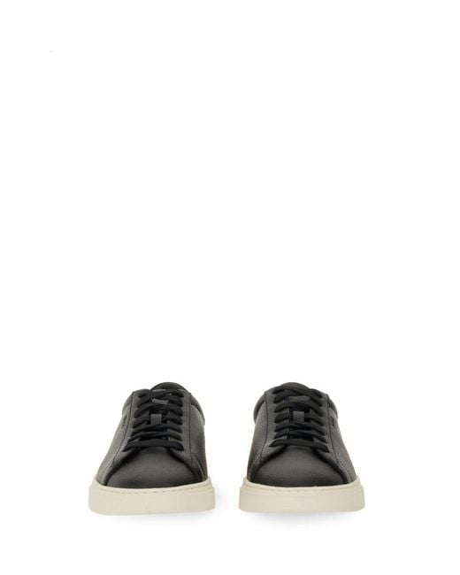 Boss Black Grained Leather Sneaker for men