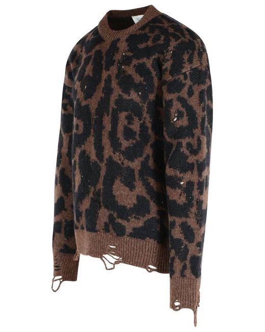 Laneus Black Two-Tone Merino Wool Blend Sweater for men