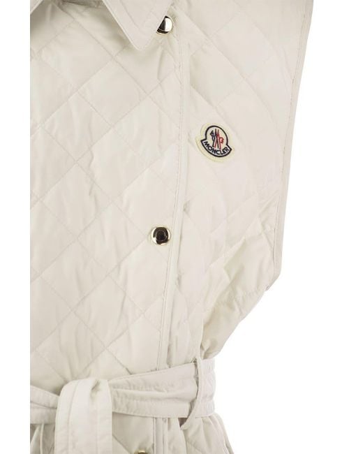 Moncler White Alcione - Sleeveless Trench Down Jacket